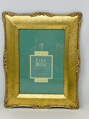 Ornate Laquered Gold Picture Frame For 5x7 Photo Forget Me Not